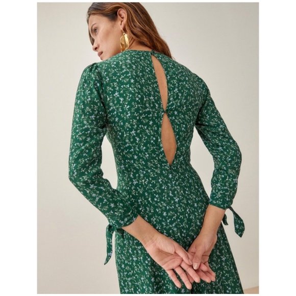 Reformation Zelda Long Tie Sleeve Midi Dress in Rosemarie Floral - Picture 2 of 10